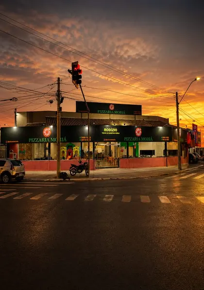 Fachada da Pizzaria Moriá na esquina da Av. T-9
