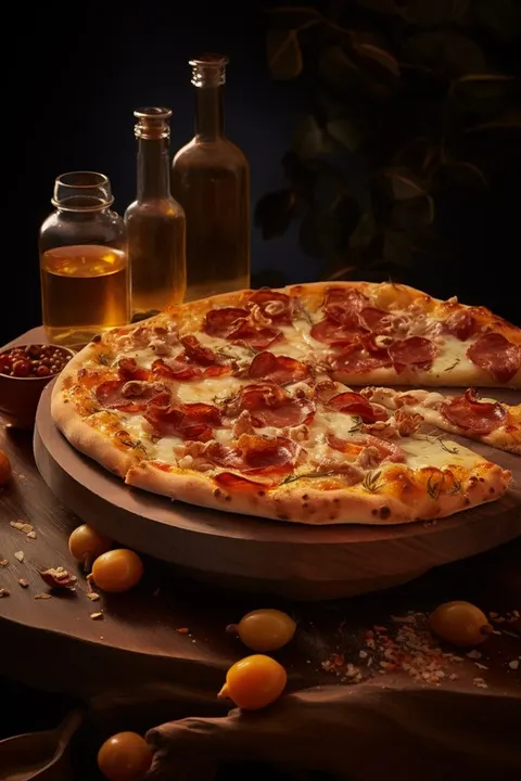 Pizza de calabresa da Moriá com muçarela derretida
